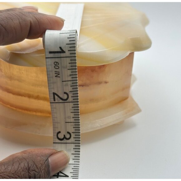 Vintage Onyx Shell-Shaped Jewelry Trinket Box With Hinged Lid Large Decorative - Picture 8 of 10